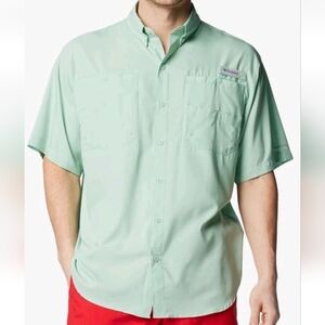 Columbia PFG Tamiami II ShortSleeve Fishing Shirt Light Green Color Size Medium